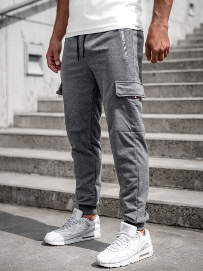 Pantaloni jogger in tuta tipo cargo da uomo antracite Bolf JX5068A