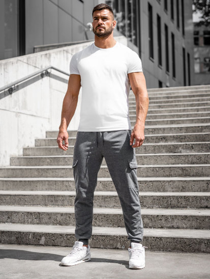 Pantaloni jogger in tuta tipo cargo da uomo antracite Bolf JX5068A