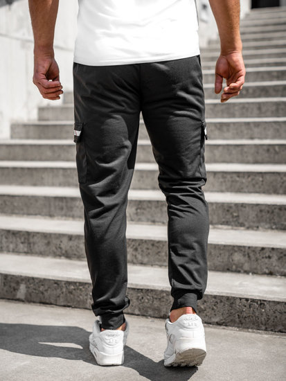 Pantaloni jogger in tuta tipo cargo da uomo neri Bolf JX5063A