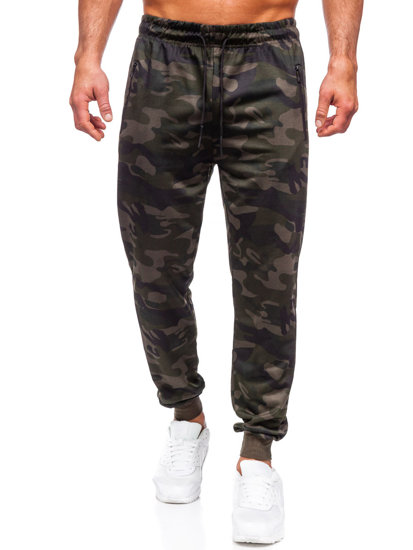 Pantaloni jogger mimetici di tuta da uomo verdo scuri Bolf JX6185