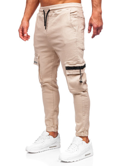 Pantaloni jogger tipo cargo da uomo beige Bolf 6685