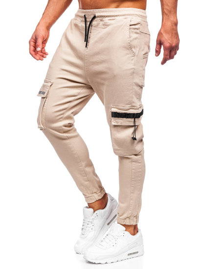 Pantaloni jogger tipo cargo da uomo beige Bolf 6685