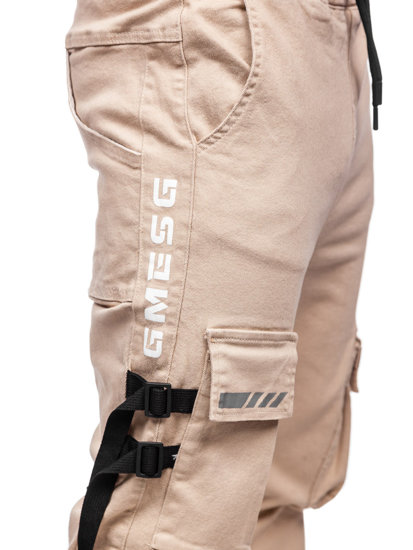 Pantaloni jogger tipo cargo da uomo beige Bolf 6685