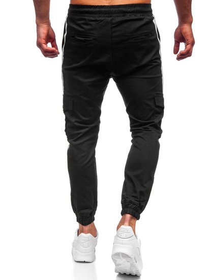 Pantaloni jogger tipo cargo da uomo neri Bolf 0012