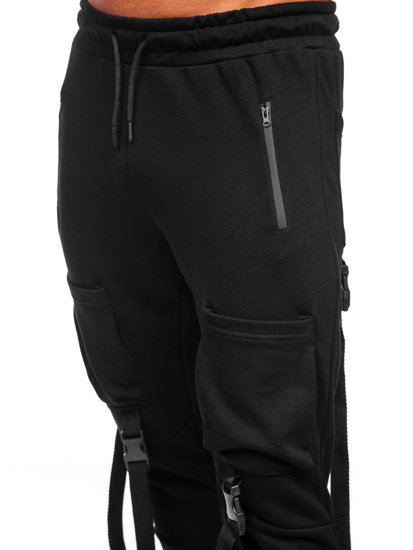 Pantaloni jogger tipo cargo da uomo neri Bolf 6581