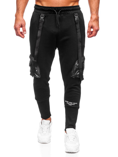 Pantaloni jogger tipo cargo da uomo neri Bolf 6583