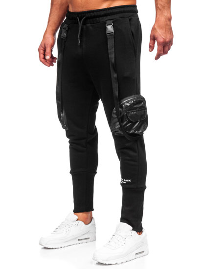 Pantaloni jogger tipo cargo da uomo neri Bolf 6583