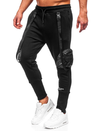 Pantaloni jogger tipo cargo da uomo neri Bolf 6583