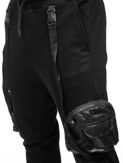 Pantaloni jogger tipo cargo da uomo neri Bolf 6583