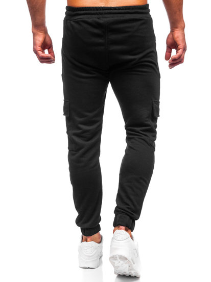 Pantaloni jogger tipo cargo da uomo neri Bolf 6584