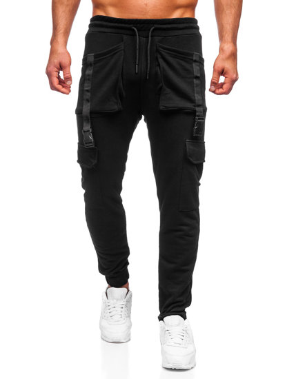 Pantaloni jogger tipo cargo da uomo neri Bolf 6584