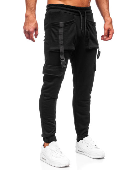 Pantaloni jogger tipo cargo da uomo neri Bolf 6584