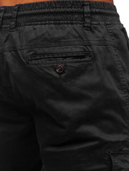 Pantaloni jogger tipo cargo da uomo neri Bolf 8956