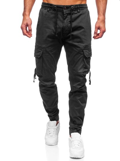 Pantaloni jogger tipo cargo da uomo neri Bolf 8956