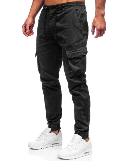 Pantaloni jogger tipo cargo da uomo neri Bolf 8956