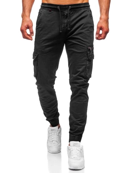 Pantaloni jogger tipo cargo da uomo neri Bolf CT6702S0