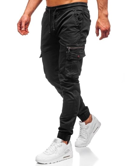 Pantaloni jogger tipo cargo da uomo neri Bolf CT6702S0