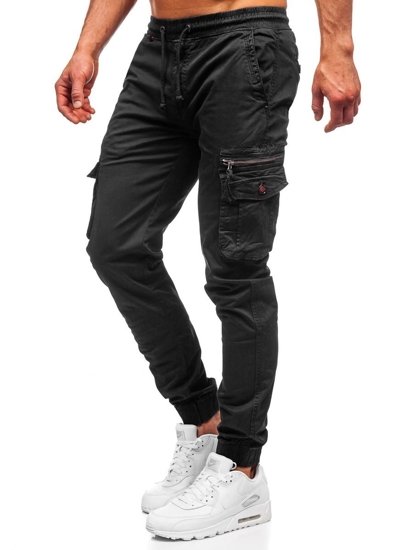 Pantaloni jogger tipo cargo da uomo neri Bolf CT6702S0