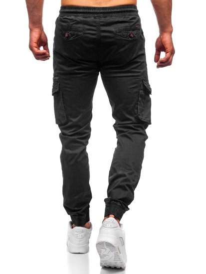 Pantaloni jogger tipo cargo da uomo neri Bolf CT6702S0