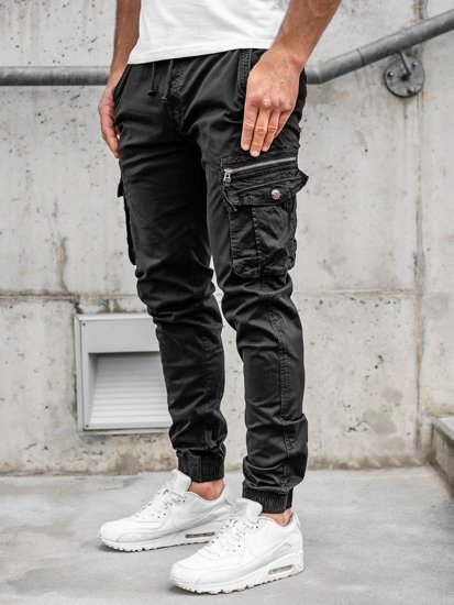 Pantaloni jogger tipo cargo da uomo neri Bolf CT6702S0