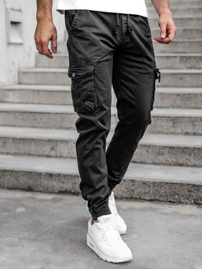 Pantaloni jogger tipo cargo da uomo neri Bolf CT6706S0