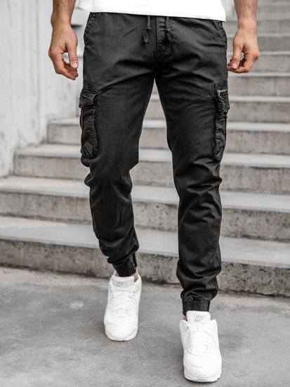 Pantaloni jogger tipo cargo da uomo neri Bolf CT6706S0