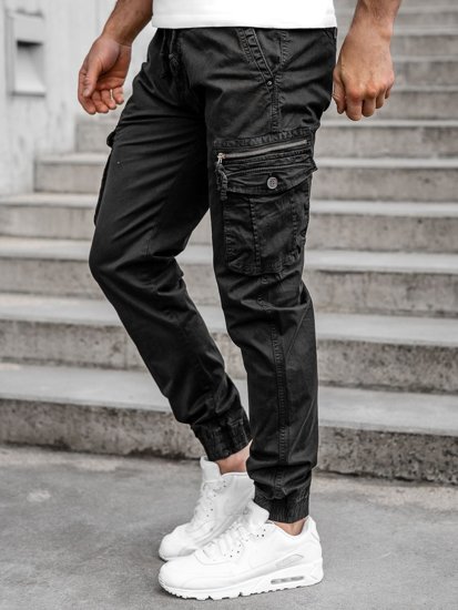 Pantaloni jogger tipo cargo da uomo neri Bolf CT6706S0