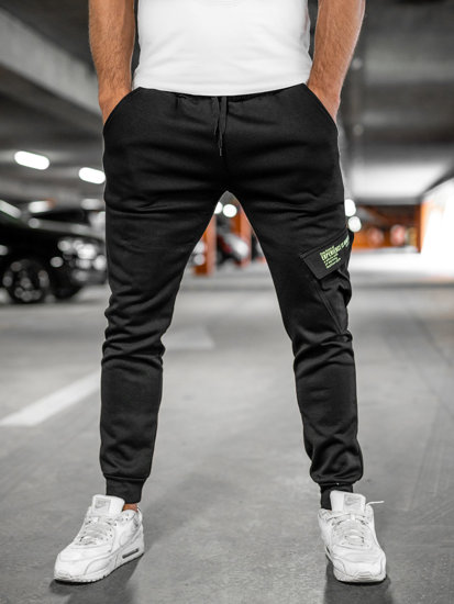 Pantaloni jogger tipo cargo da uomo neri Bolf HW2173