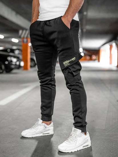 Pantaloni jogger tipo cargo da uomo neri Bolf HW2173