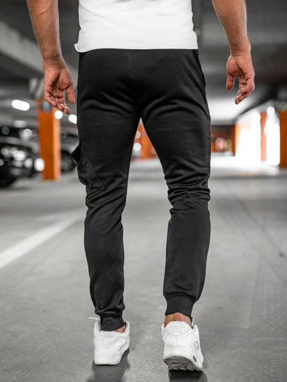 Pantaloni jogger tipo cargo da uomo neri Bolf HW2173