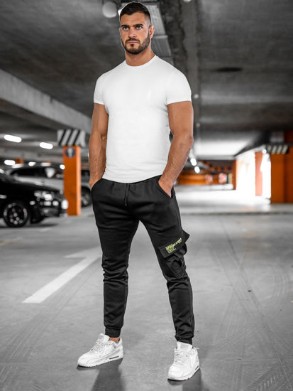 Pantaloni jogger tipo cargo da uomo neri Bolf HW2173