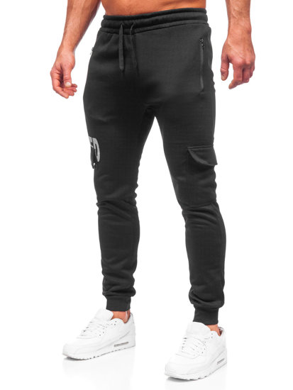 Pantaloni jogger tipo cargo da uomo neri Bolf HW2176