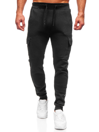 Pantaloni jogger tipo cargo da uomo neri Bolf JX8715