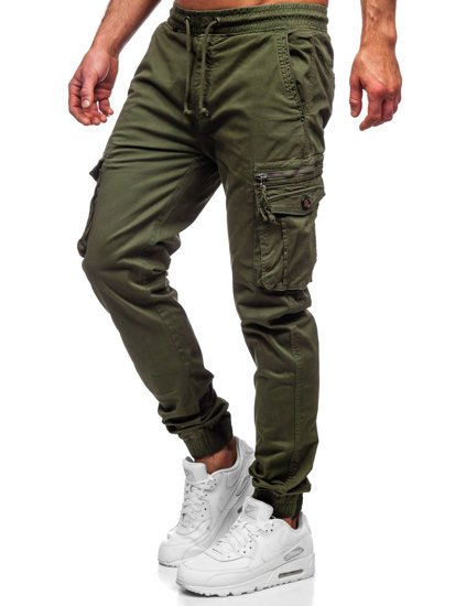 Pantaloni jogger tipo cargo da uomo verdi Bolf CT6702