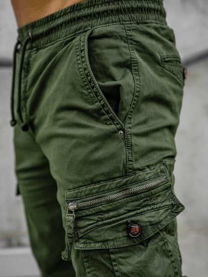 Pantaloni jogger tipo cargo da uomo verdi Bolf CT6702