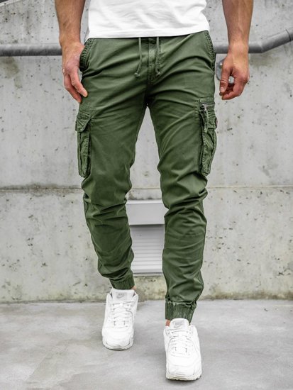 Pantaloni jogger tipo cargo da uomo verdi Bolf CT6702