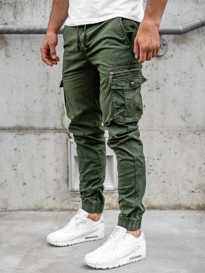 Pantaloni jogger tipo cargo da uomo verdi Bolf CT6702