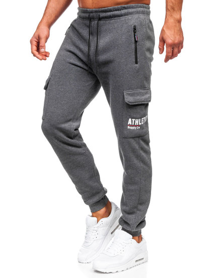 Pantaloni jogger tipo cargo di tuta da uomo antracite Bolf JX6028