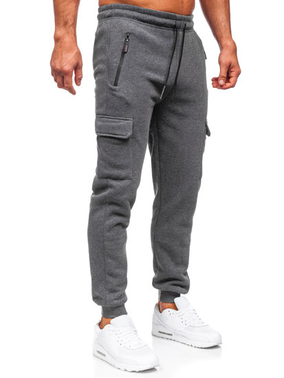 Pantaloni jogger tipo cargo di tuta da uomo antracite Bolf JX6028