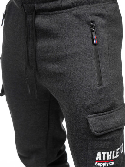 Pantaloni jogger tipo cargo di tuta da uomo grafite Bolf JX6028