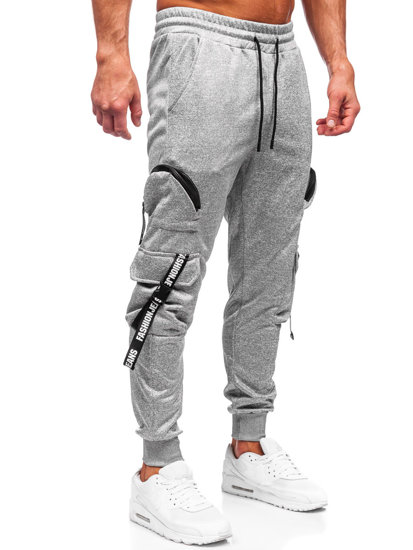 Pantaloni jogger tipo cargo di tuta da uomo grigi Bolf HS7172