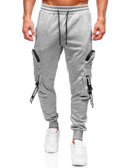 Pantaloni jogger tipo cargo di tuta da uomo grigi Bolf HS7172