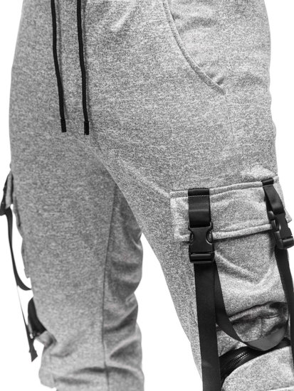 Pantaloni jogger tipo cargo di tuta da uomo grigi Bolf HS7173