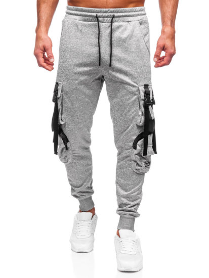 Pantaloni jogger tipo cargo di tuta da uomo grigi Bolf HS7173