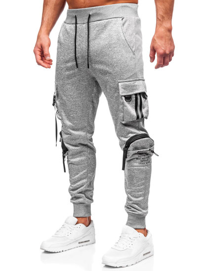 Pantaloni jogger tipo cargo di tuta da uomo grigi Bolf HS7176