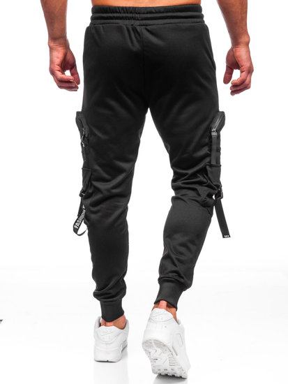 Pantaloni jogger tipo cargo di tuta da uomo neri Bolf HS7172