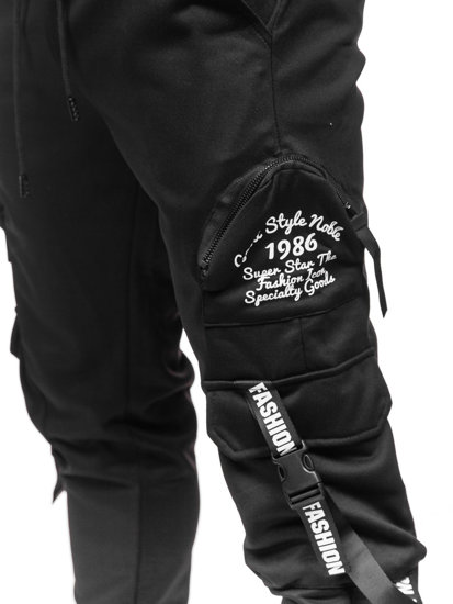 Pantaloni jogger tipo cargo di tuta da uomo neri Bolf HS7172