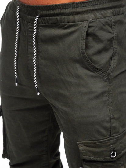 Pantaloni jogger tipo cargo in tessuto da uomo khaki Bolf KA9233