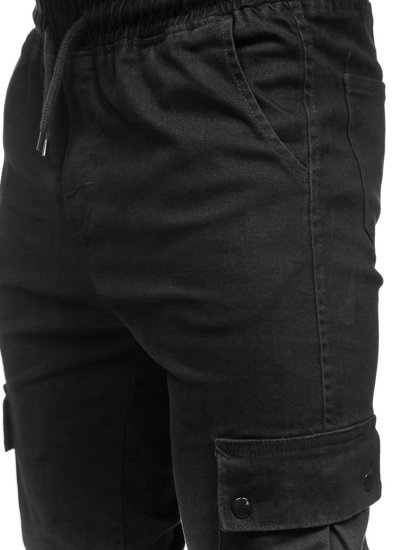 Pantaloni jogger tipo cargo neri Bolf 0858