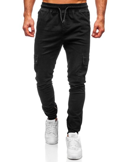 Pantaloni jogger tipo cargo neri Bolf 0858